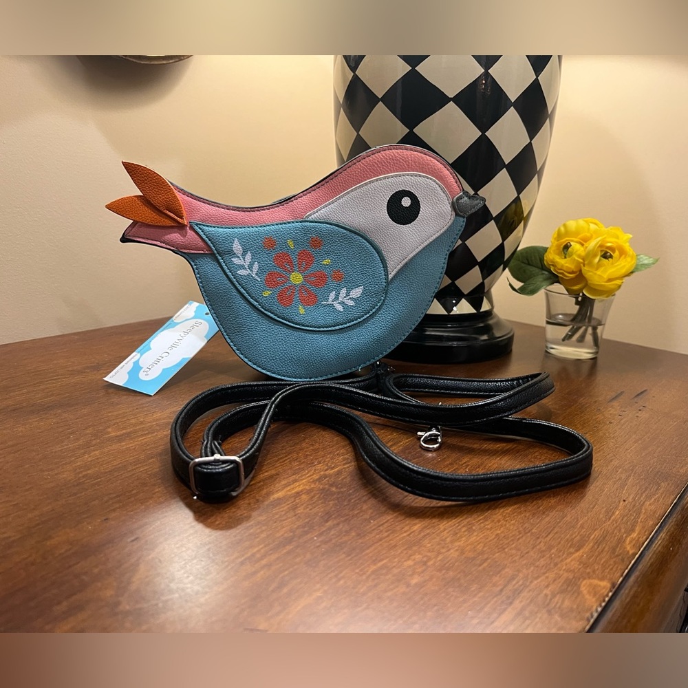 Sleepyville Critters Blue Bird Crossbody Purse Bag